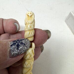 Genuine Bone Snake Beads Cobra Carved Bone 6 Beads 26 by 10mm